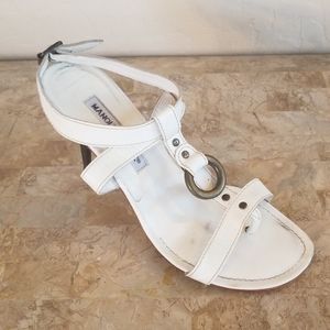 Authentic Manolo Blahnik Cream/Bronze Heels